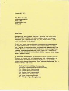 Letter from Mark H. McCormack to Peter Macadam