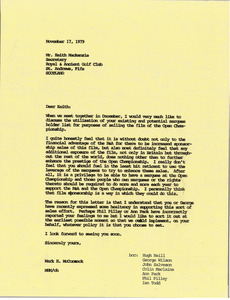 Letter from Mark H. McCormack to Keith Mackenzie