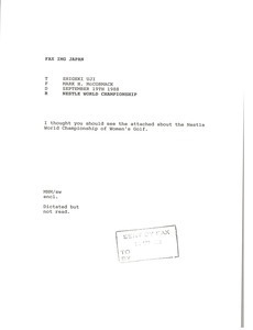 Fax from Mark H. McCormack to Shigeki Uji