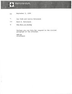 Memorandum from Mark H. McCormack to Ian Todd