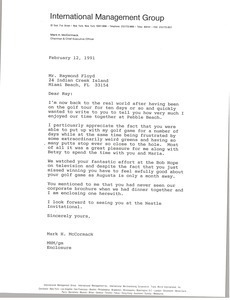 Letter from Mark H. McCormack to Raymond Floyd