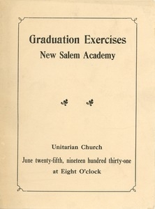 Program for the 1931 graduation exercises at New Salem Academy