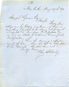 Letter from Charles Hawley to Joseph Lyman