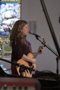 Dar Williams, at sound check at the First Congregational Church in Wellfleet