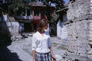 Young girl in courtyard