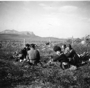 Campers in a field in Lapland