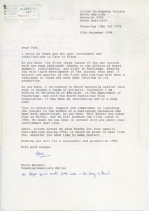 Letter from Steve Baldwin to Judi Chamberlin