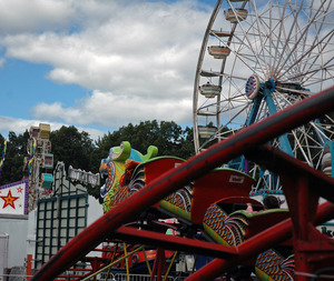 Franklin County Fair: roller coaster and ferris wheel