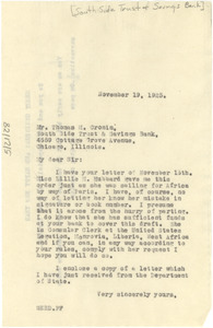 Letter from W. E. B. Du Bois to South Side Trust and Savings Bank
