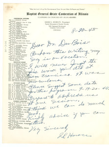 Letter from Baptist General State Convention of Illinois to W. E. B. Du Bois