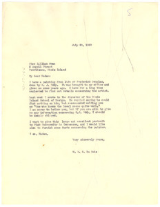 Letter from W. E. B. Du Bois to Lillian Swan