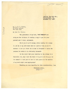 Letter from Arthur H. Fauset to W. E. B. Du Bois