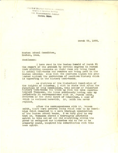Letter from Edward F. McSweeney to Boston School Committee