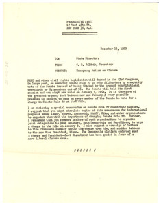 Memorandum from C. B. Baldwin to Progressive Party state directors