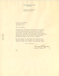 Letter from George E Haynes to W. E. B. Du Bois