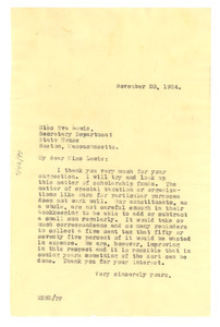 Letter from W. E. B. Du Bois to Eva Lewis