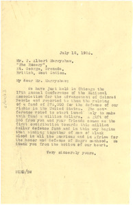 Letter from W. E. B. Du Bois to T. Albert Marryshow