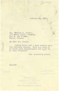 Letter from W. E. B. Du Bois to Charles H. Studin
