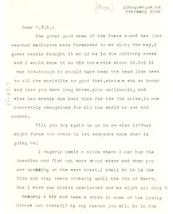 Letter from Elizabeth Moos to W. E. B. Du Bois