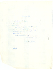 Letter from W. E. B. Du Bois to Fannie Howard Douglass