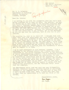 Letter from Ann Fagan to W. E. B. Du Bois