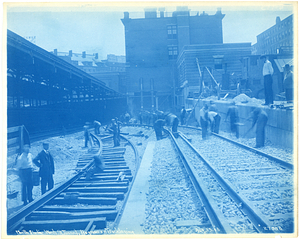 North Street incline, Washington Street tunnel, progress on track laying