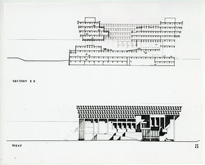 Two cross section views of Boston City Hall