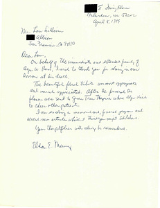 Correspondence from Eldon Murray to Lou Sullivan (April 8, 1989)