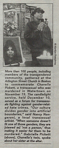 A Clipping About Remarks at Chanelle Pickett's Candlelight Vigil