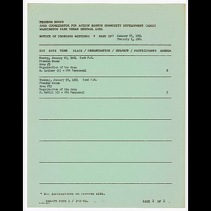Agenda and minutes for area #3 and area #13 meetings in January 1964