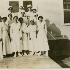 Camp MacArthur - Waco, Texas - World War I - nurses on the steps of the Red Cross Convalescent House