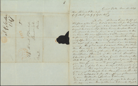 Letter from Ichabod Jordan to Robert Dunlap, 1847 November 13