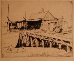 "Untitled (Wharf shack)" William Bicknell (1860-1947)