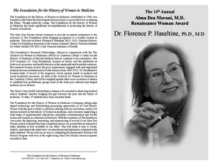 Program for the Alma Dea Morani Award ceremony for Florence Haseltine