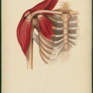 Teaching watercolor of a fracture of the acromion process of the scapula