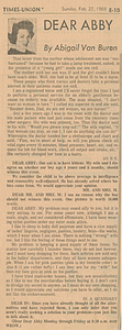 Dear Abby Advice Column (February 25, 1968)