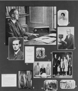 Collage of images related to Suffolk University President Gleason L. Archer (1906-1948) and his family