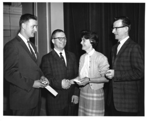 John Colburn with Gary McMollin and Russell Howland at Suffolk University's Recognition Day, 1962
