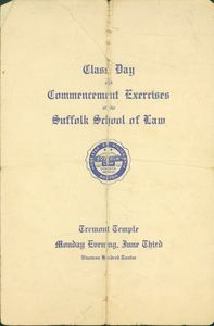 1912 Suffolk University Law School commencement program (cover)