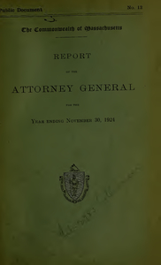 Report of the attorney general for the year ending November 30, 1924