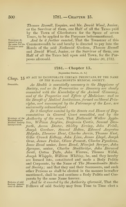 1781 Chap. 0015 An Act To Incorporate Certain Physicians, By The Name Of The Massachusetts Medical Society.