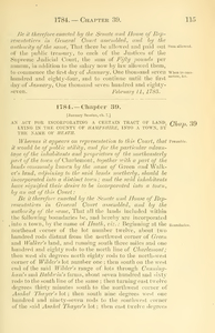 1784 Chap. 0039 An Act For Incorporating A Certain Tract Of Land, Lying In The County Of Hampshire, Into A Town, By The Name Of Heath.