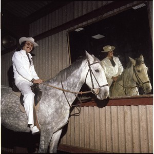 "Big T" Trevor Campbell, country music DJ for Downtown Radio. Posing on his horse