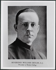Photo of Rev. William Devlin, S.J. when he was president of BC.