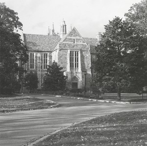 View of Bapst Library from the south, near Gasson Hall
