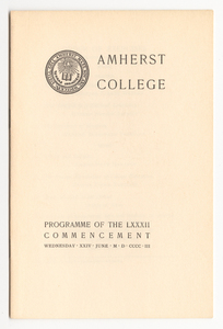 Amherst College Commencement program, 1903 June 24