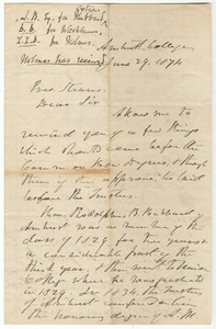 William Seymour Tyler letter to William Augustus Stearns, 1874 June 29