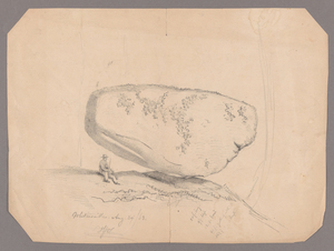 Henry John Van Lennep sketch of man sitting next to a boulder, 1863 August 24