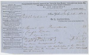 Edward Hitchcock receipt of payment to Hippolyte Bailliere, 1853 July 3
