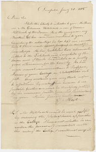 Epaphras Hoyt letter of recommendation for Edward Hitchcock, 1815 January 20